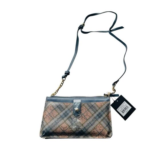 Nanette Lepore Blue Plaid Vegan Leather Card Wallet Organizer Crossbody - Picture 8 of 8